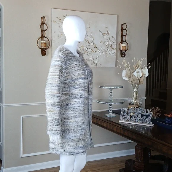 Calvin Klein Women's Multicolor Fuzzy Knit Open Front Oversize Sweater. Size S - Picture 7 of 17